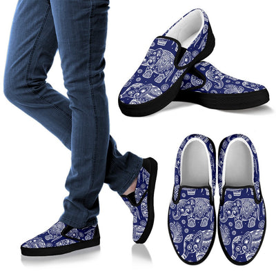 White Elephant Mandala Men Slip On Shoes