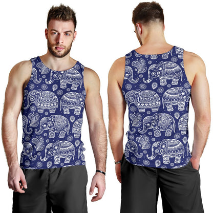 White Elephant Mandala Men Tank Top