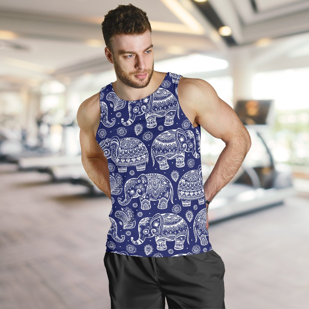 White Elephant Mandala Men Tank Top