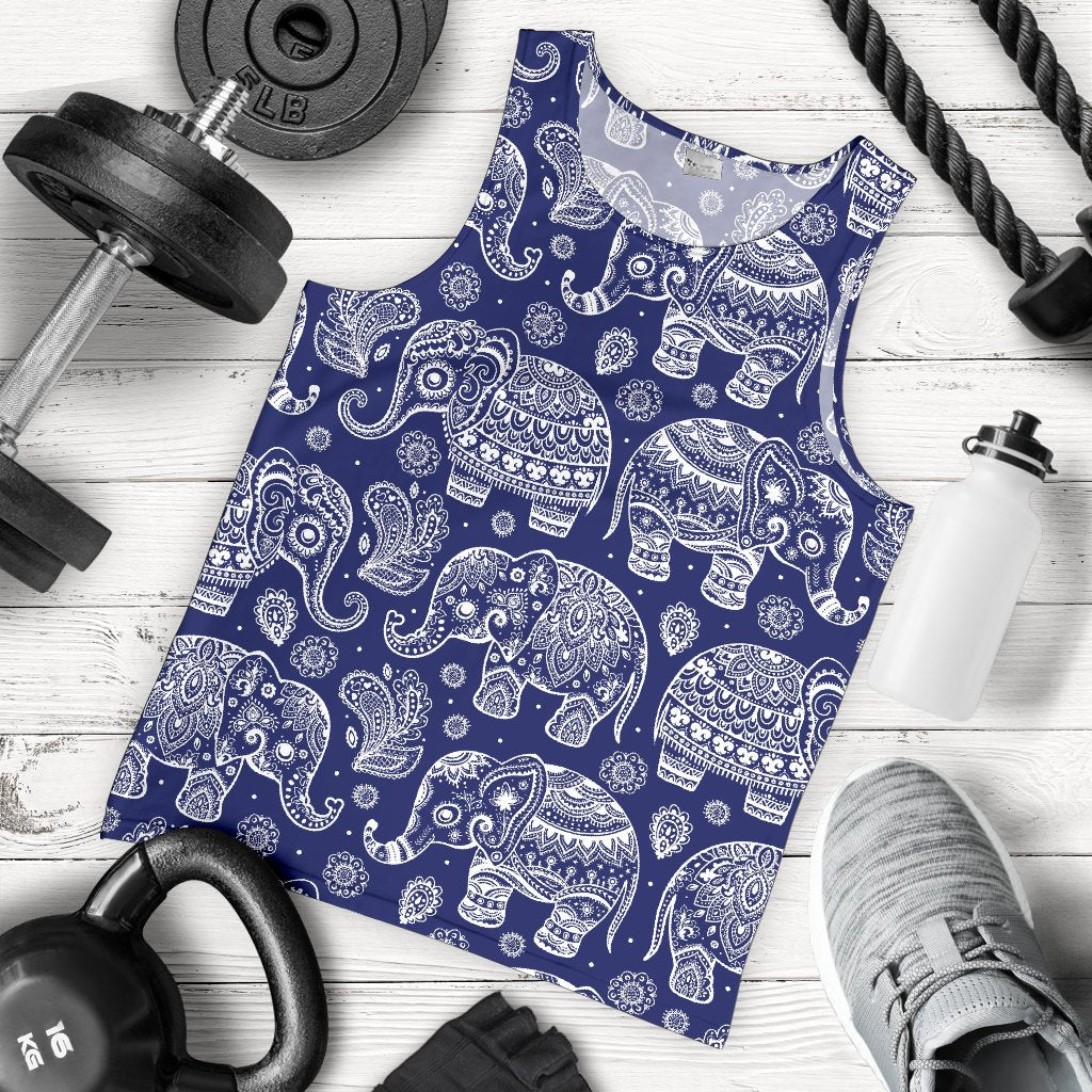 White Elephant Mandala Men Tank Top