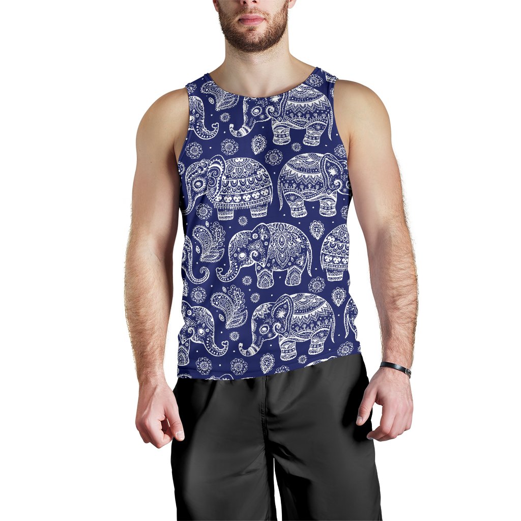 White Elephant Mandala Men Tank Top