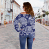 White Elephant Mandala Off Shoulder Sweatshirt