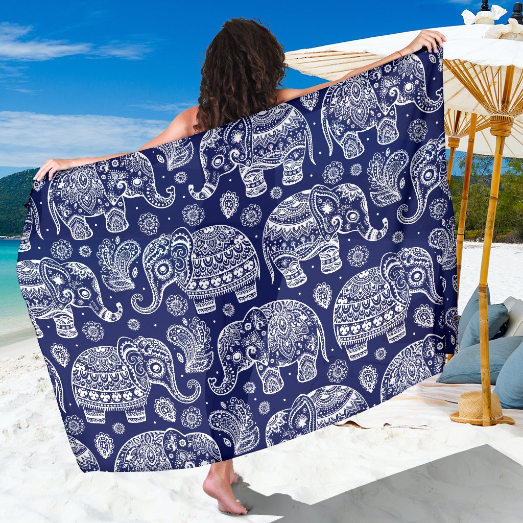 White Elephant Mandala Sarong Pareo Wrap