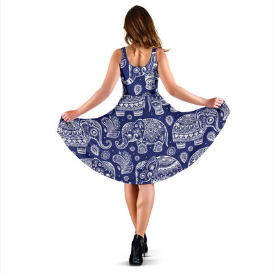 White Elephant Mandala Sleeveless Mini Dress