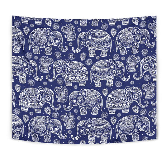 White Elephant Mandala Tapestry