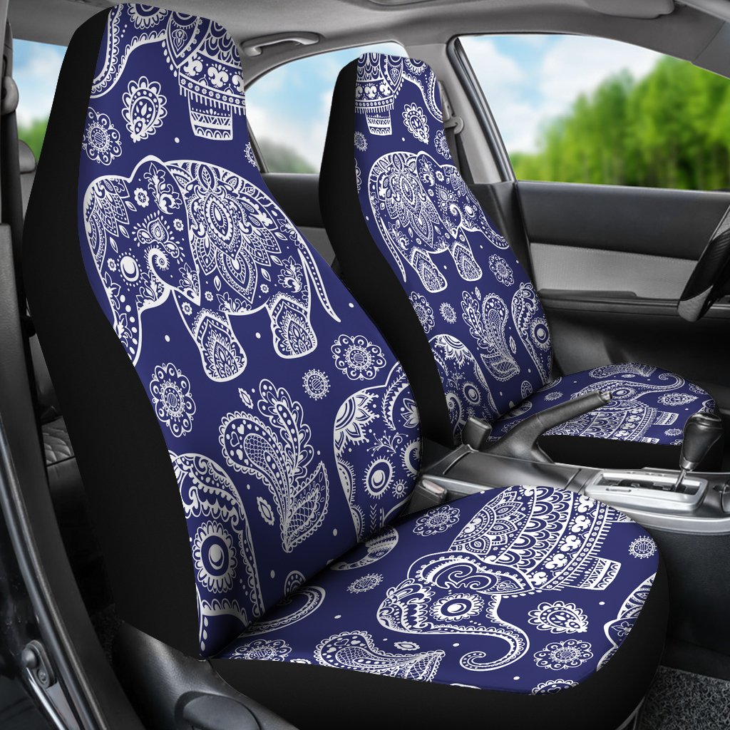 White Elephant Mandala Universal Fit Car Seat Covers