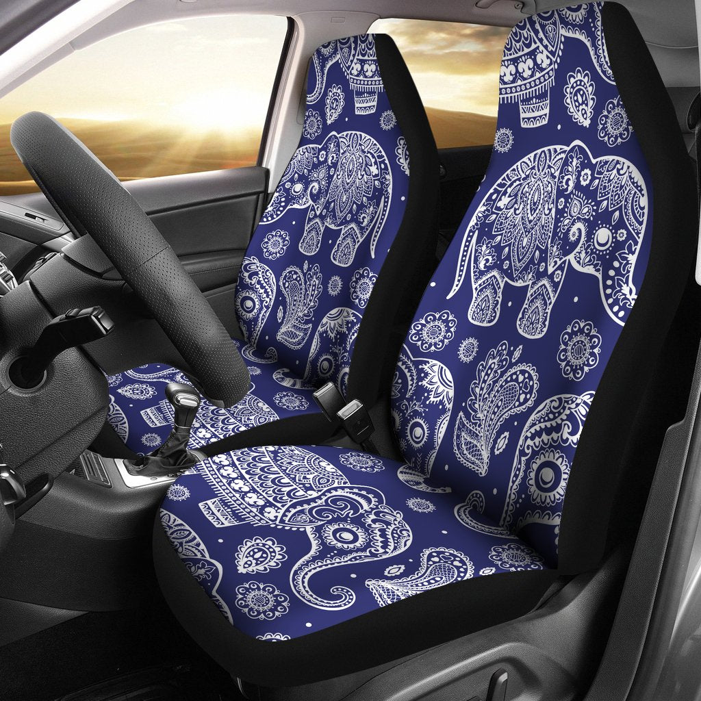 White Elephant Mandala Universal Fit Car Seat Covers