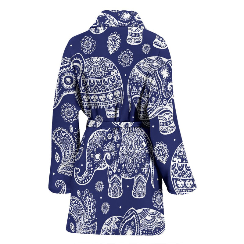 White Elephant Mandala Women Bath Robe