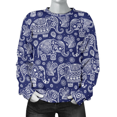 White Elephant Mandala Women Crewneck Sweatshirt