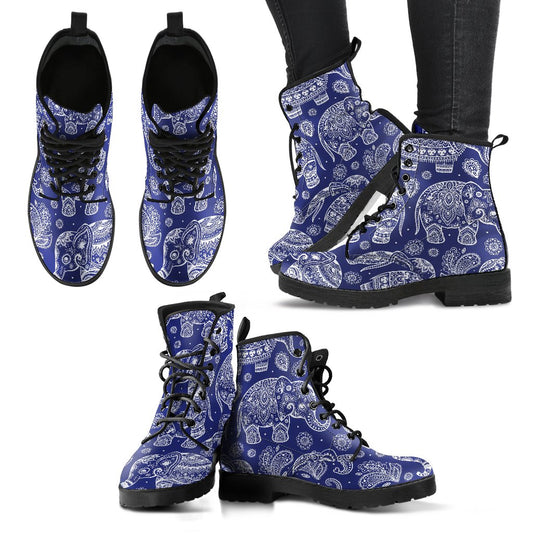 White Elephant Mandala Women Leather Boots