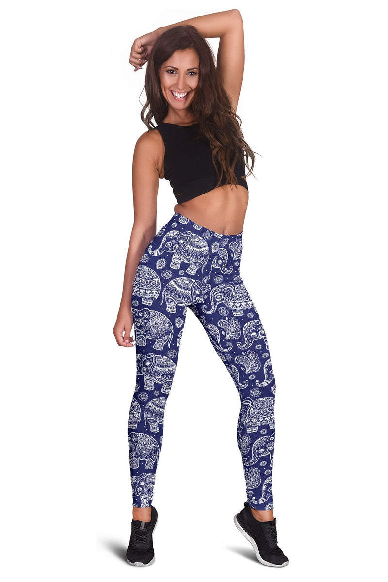 White Elephant Mandala Women Leggings