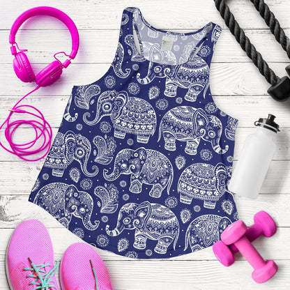 White Elephant Mandala Women Racerback Tank Top