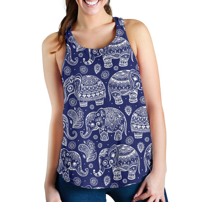 White Elephant Mandala Women Racerback Tank Top