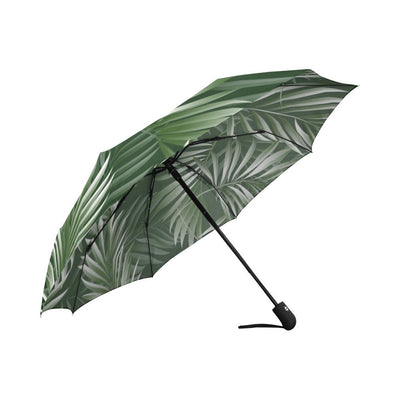 White & Green Tropical Palm Automatic Foldable Umbrella