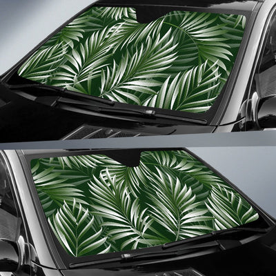 White Green Tropical Palm Leaves Car Sun Shade-JorJune