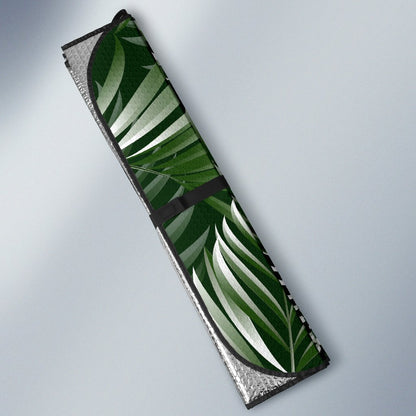 White Green Tropical Palm Leaves Car Sun Shade-JorJune