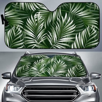 White Green Tropical Palm Leaves Car Sun Shade-JorJune
