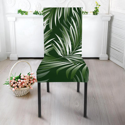 White Green Tropical Palm Leaves Dining Chair Slipcover-JORJUNE.COM