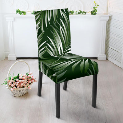 White Green Tropical Palm Leaves Dining Chair Slipcover-JORJUNE.COM