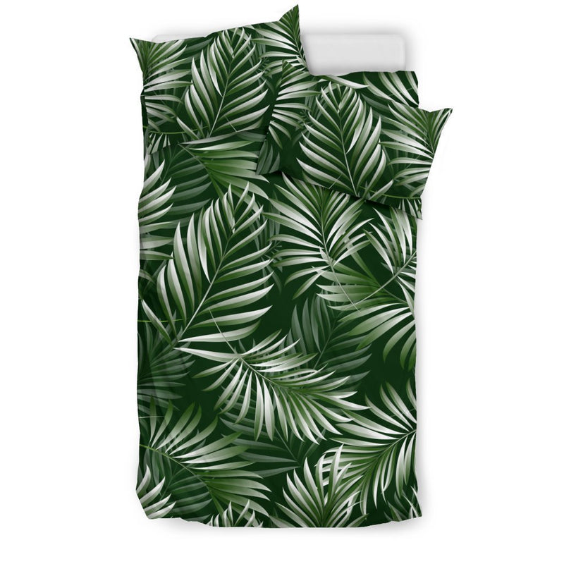 White & Green Tropical Palm Leaves Duvet Cover Bedding Set