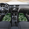 White Green Tropical Palm Leaves Front and Back Car Floor Mats