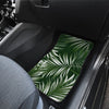 White Green Tropical Palm Leaves Front and Back Car Floor Mats