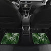 White Green Tropical Palm Leaves Front and Back Car Floor Mats