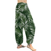 White & Green Tropical Palm Leaves Harem Pants