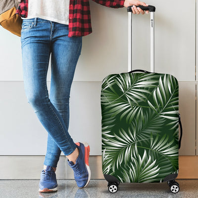 White _ Green Tropical Palm Leaves Luggage Protective Cover