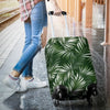 White _ Green Tropical Palm Leaves Luggage Protective Cover