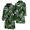 White Green Tropical Palm Leaves Men Bath Robe