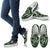 White & Green Tropical Palm Leaves Men Canvas Slip On Shoes