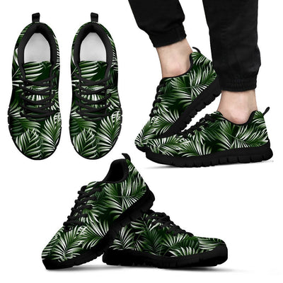 White _ Green Tropical Palm Leaves Men Sneakers