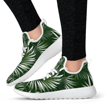 White Green Tropical Palm Leaves Mesh Knit Sneakers Shoes