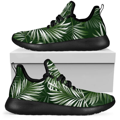 White Green Tropical Palm Leaves Mesh Knit Sneakers Shoes