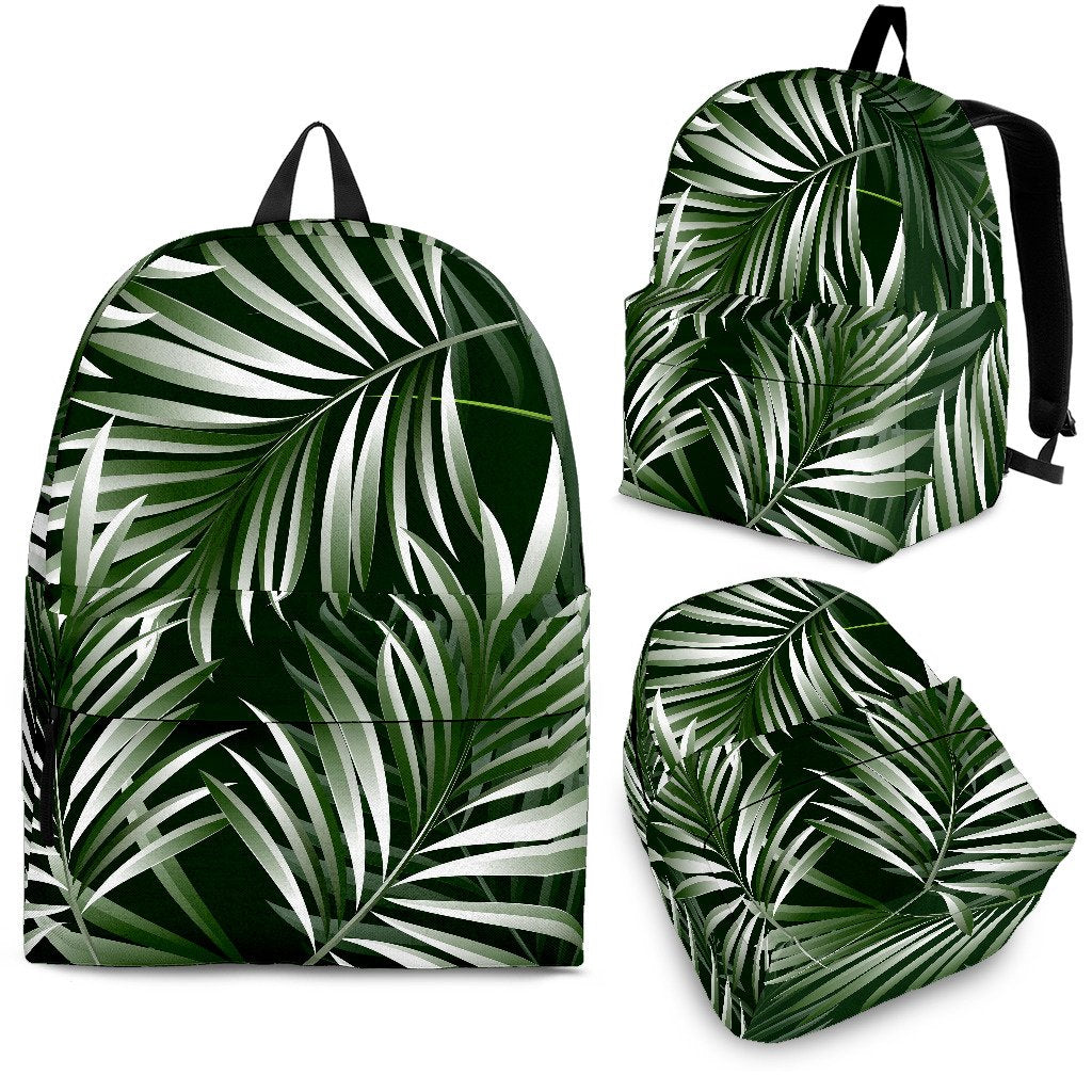 White Green Tropical Palm Leaves Premium Backpack