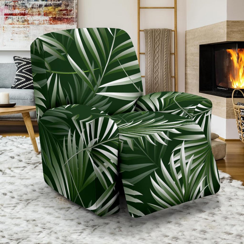 White Green Tropical Palm Leaves Recliner Slipcover-JORJUNE.COM