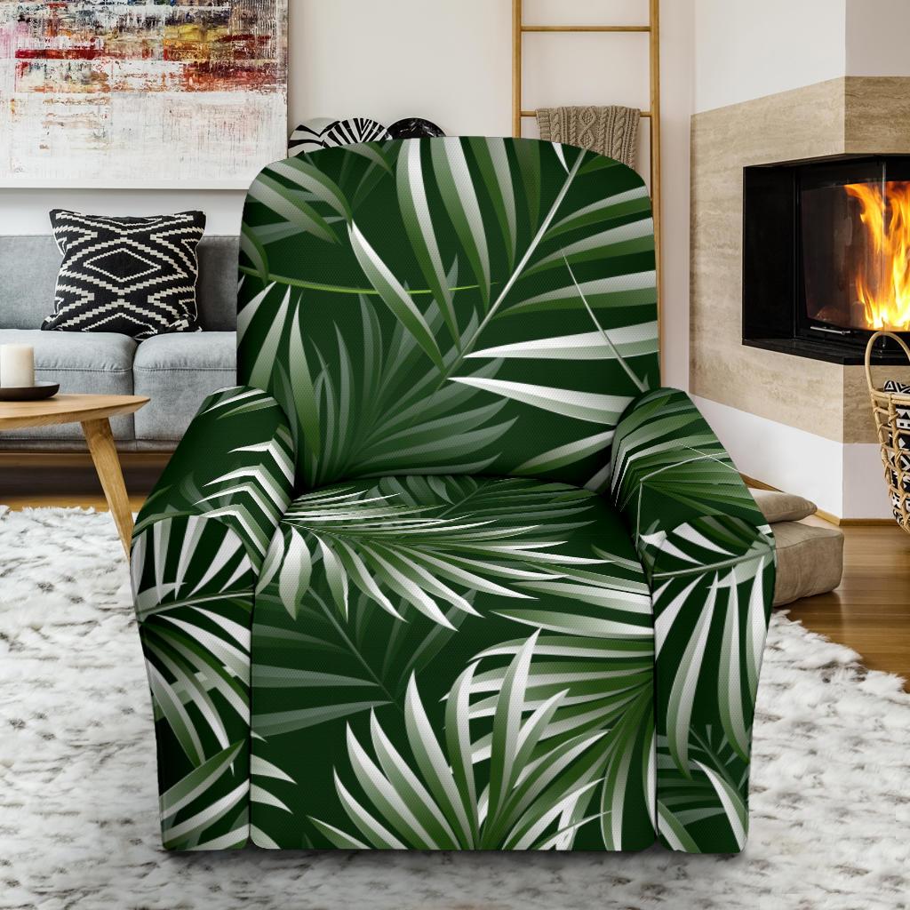 White Green Tropical Palm Leaves Recliner Slipcover-JORJUNE.COM