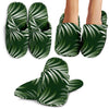 White Green Tropical Palm Leaves Slippers
