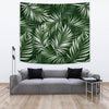 White Green Tropical Palm Leaves Tapestry