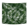 White Green Tropical Palm Leaves Tapestry