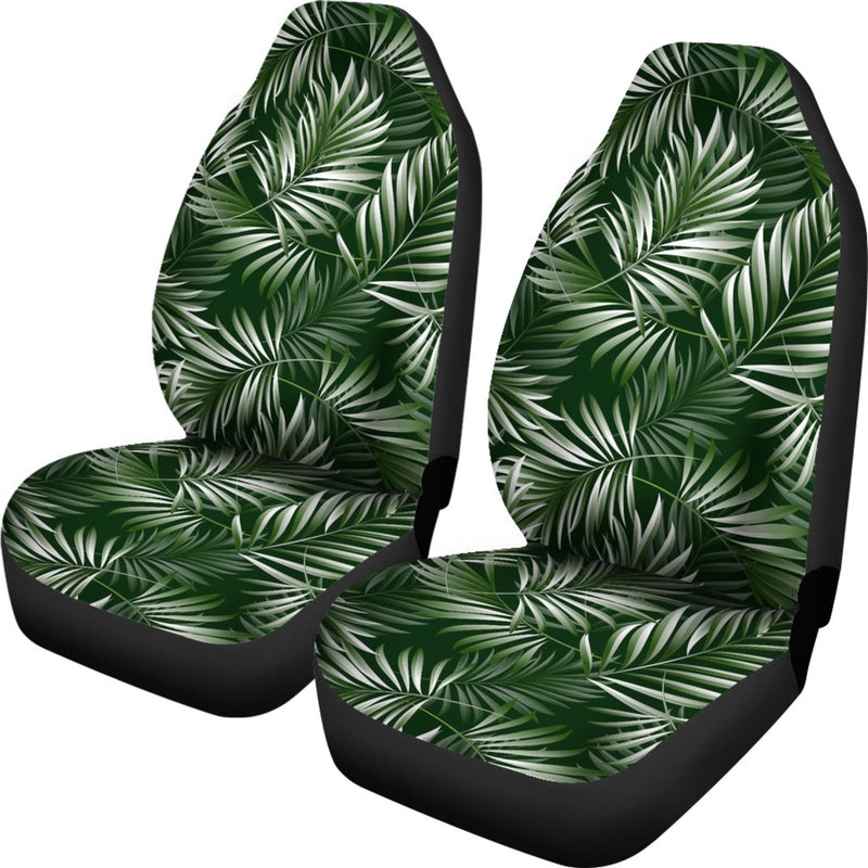 White & Green Tropical Palm Leaves Universal Fit Car Seat Covers
