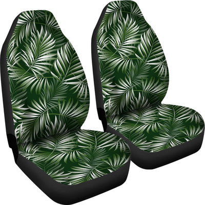 White & Green Tropical Palm Leaves Universal Fit Car Seat Covers