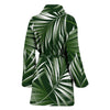 White Green Tropical Palm Leaves Women Bath Robe