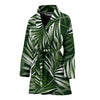 White Green Tropical Palm Leaves Women Bath Robe