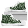 White & Green Tropical Palm Leaves Women High Top Canvas Shoes