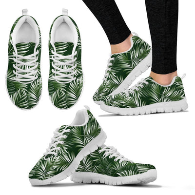 White _ Green Tropical Palm Leaves Women Sneakers