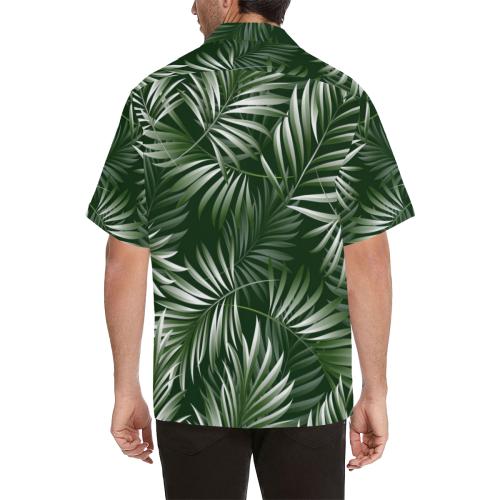 White & Green Tropical Palm Men Hawaiian Shirt