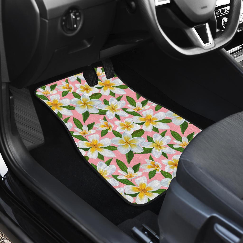 White Plumeria Pattern Print Design PM011 Car Floor Mats-JORJUNE.COM
