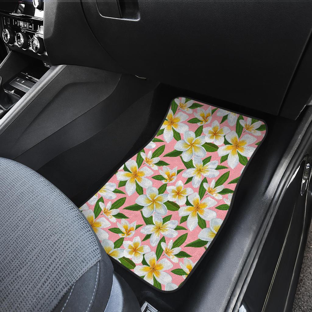 White Plumeria Pattern Print Design PM011 Car Floor Mats-JORJUNE.COM